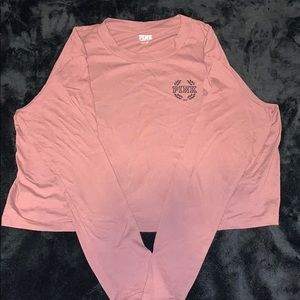 PINK- long sleeve crop shirt